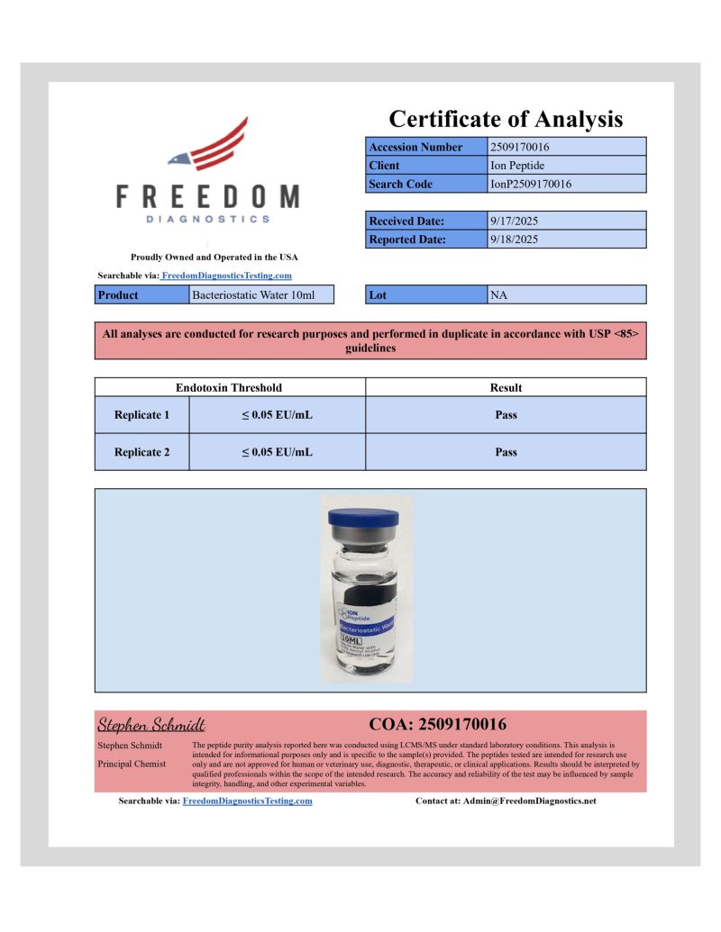 Bacteriostatic Water COA