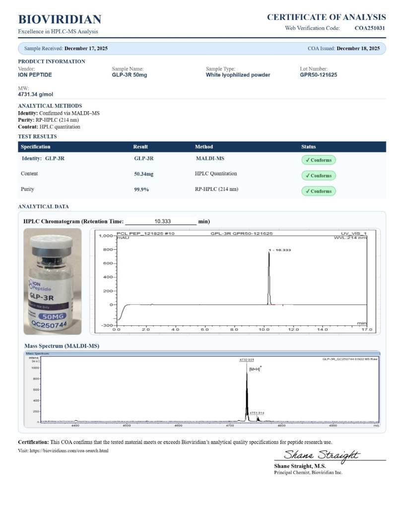 GLP-3R (Retatrutide) COA
